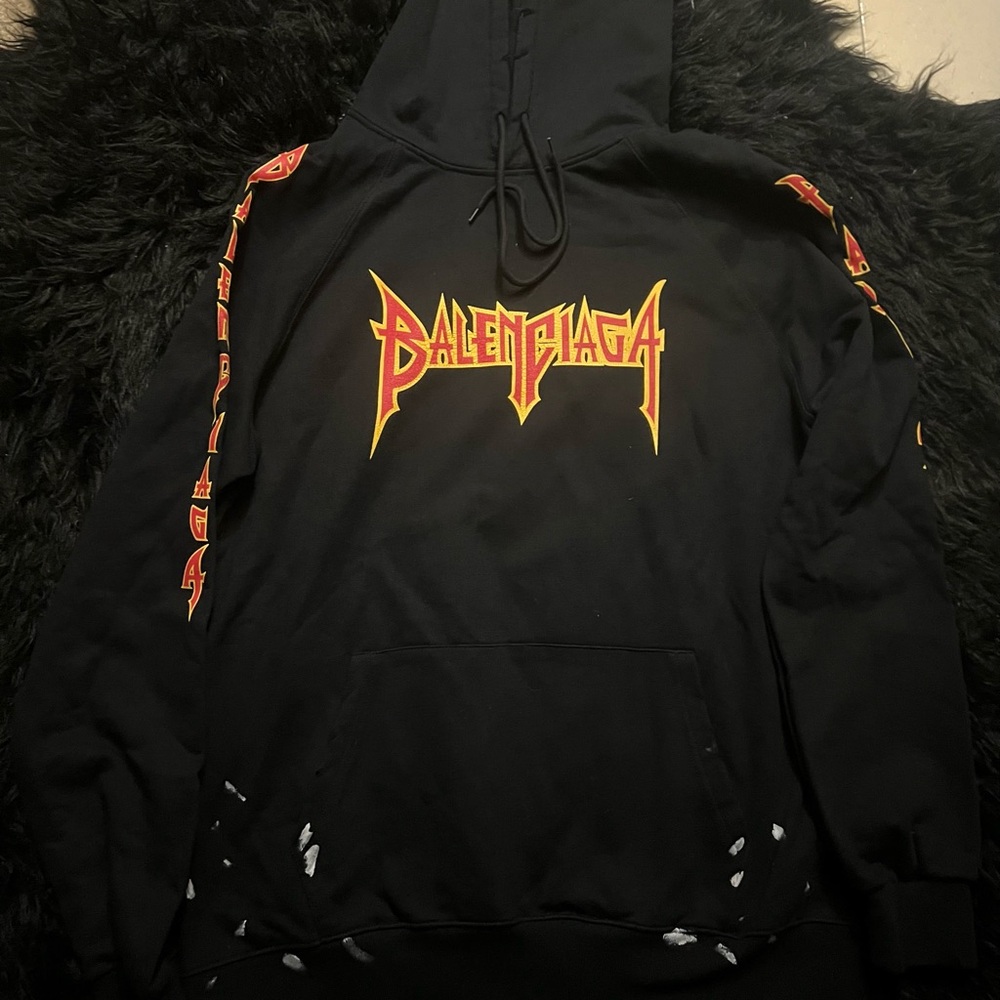 Balenciaga Black Hoodie with Vibrant Accents
